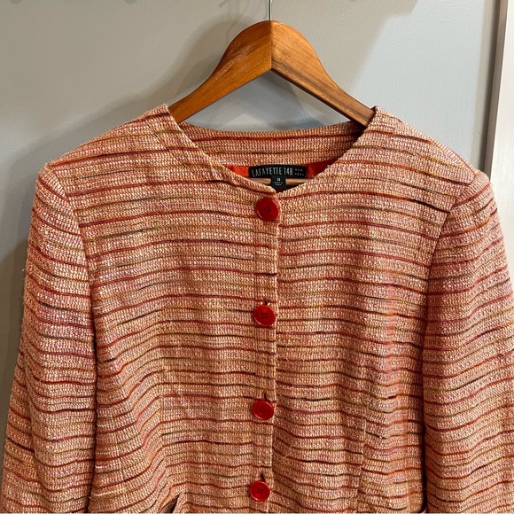 LAFAYETTE 148 Orange Tweed Blazer Size 14 - Picture 5 of 15
